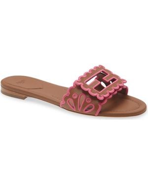 Fendi Baguette Slide Sandal - Red