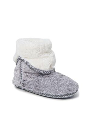 Dearfoams Beth Faux Fur Fold Down Fuzzy Bootie Slipper - Gray