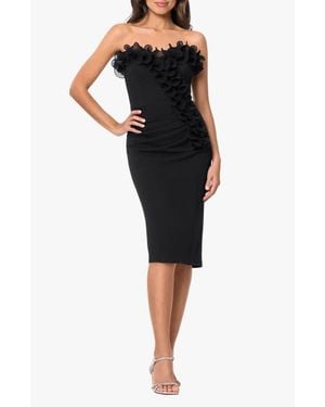 Xscape Evenings Strapless Ruffle Cocktail Dress - Black