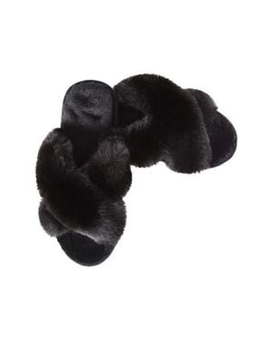 Memoi Beverly Faux Fur Memory Foam Slipper - Black