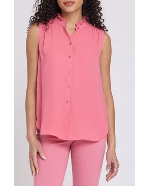NYDJ Print Ruffle Neck Sleeveless Top - Pink