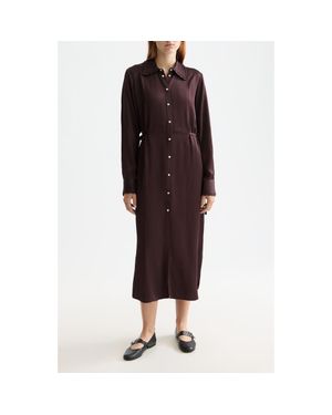 Scotch & Soda Long Sleeve Tie Waist Midi Shirtdress - Red