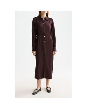 Scotch & Soda Long Sleeve Tie Waist Midi Shirtdress - Red