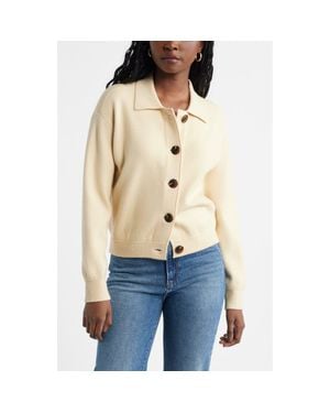Caslon Milano Knit Bomber Cardigan - Natural