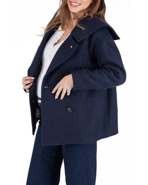 Cache Coeur Malo Pregnancy Pea Coat - Blue