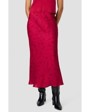 French Connection Oona Floral Print Satin Maxi Skirt - Red