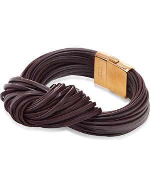 Bottega Veneta Knotted Leather Bracelet - Brown