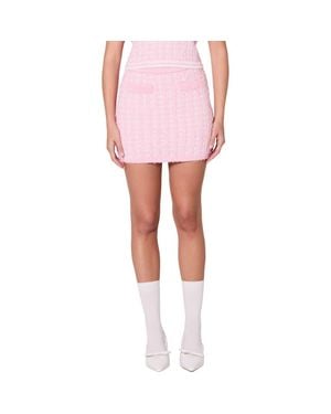 Endless Rose Plaid Sweater Knit Miniskirt - Pink