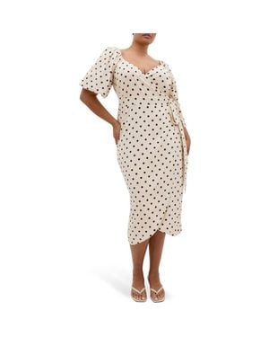 City Chic Claudine Print Wrap Midi Dress - White