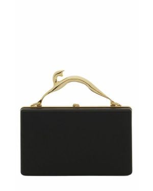 Lanvin Fusion Cat Leather Clutch Bag - Black