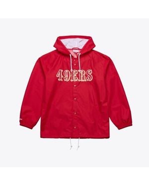 Mitchell & Ness San Francisco 49Ers Coaches Full-Snap Hooded Windbreaker Jacket - Red