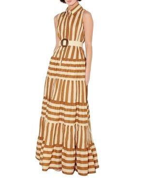 FREEMARKET Stripe Sleeveless Maxi Dress - Natural