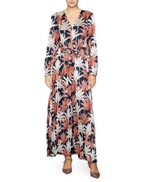 MELLODAY Botanical Tie Waist Pleated Maxi Dress - White