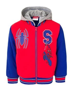 Marvel Spider- Varsity Hooded Bomber Jacket - Red