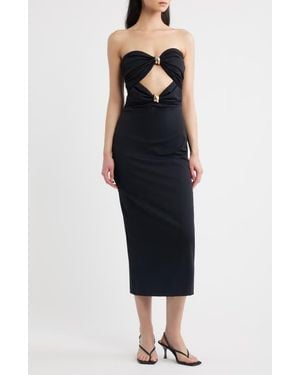 Torn By Ronny Kobo Sandrine Hardware Cutout Detail Strapless Dress - Black