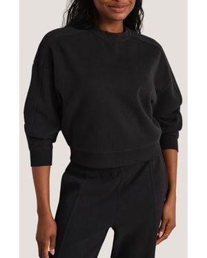 Rhone Signature Crewneck Cotton Blend Rib Sweatshirt - Black