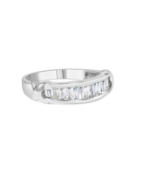 Haus of Brilliance 925 Sterling 1/2 Ctw Baguette Cut Diamond Channel Set X-Station Wedding Ring - White