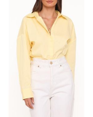 Petal & Pup Inez Scallop Back Detail Cotton Button-Up Shirt - Yellow