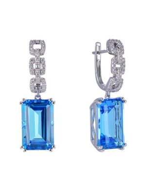 Kahn High Jewelry Topaz Earrings With Diamonds - Blue