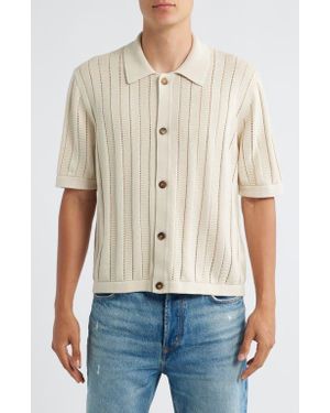 Corridor NYC Ladder Knit Short Sleeve Button-Up Shirt - Natural