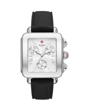 Michele Deco Sport Chronograph Silicone Strap Watch, 36Mm - Black