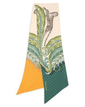 Ferragamo Madras 2 Silk Twill Skinny Scarf - Green