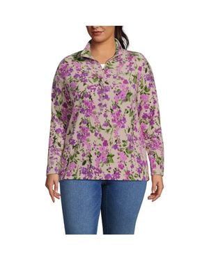 Lands' End Plus Size Anyweather Fleece Quarter Zip Pullover - Red