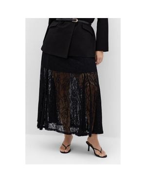 City Chic Lace Maxi Skirt - Black