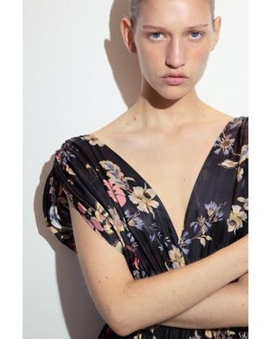 H&M Draped Tie-Detail Dress - Black