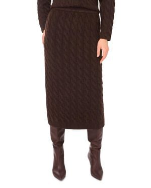 Vince Camuto Cable Knit Midi Pencil Skirt - Black