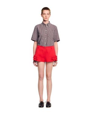 Sandro Flared Ruffled Shorts