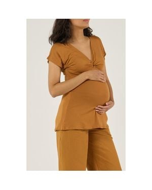Cache Coeur Maternity And Nursing Top Celia - Brown
