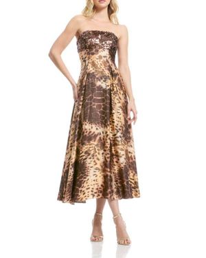 Dress the Population Miranda Sequin Strapless Gown - Natural