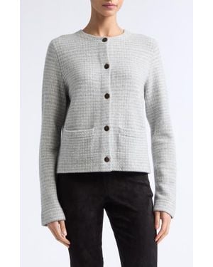 Vince Check Print Knit Jacket - Gray