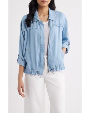 City Blues Zip Front Shirt Jacket - Blue