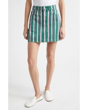 Marimekko Ruudut Stripe Denim Miniskirt - Green