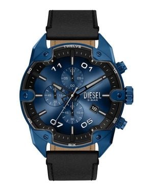 DIESEL Spiked Chronograph Leather Strap Watch, 49Mm - Blue