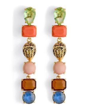 Kurt Geiger Mixed Crystal & Semiprecious Stone Linear Drop Earrings - White