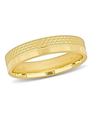 Julianna B Half Geometric Pattern Wedding Band 14K - Metallic
