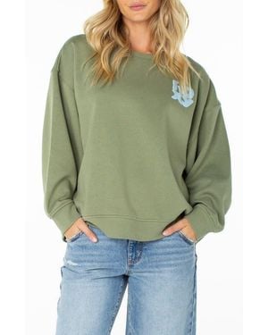 Roxy Morning Stroll Oversize Logo Graphic Sweatshirt - Green