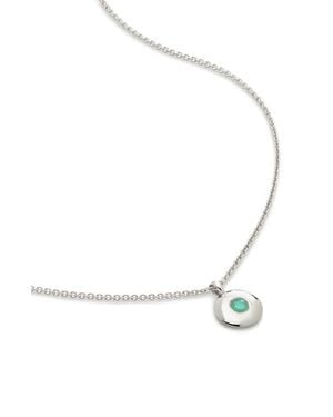 Monica Vinader May Birthstone Emerald Pendant Necklace - White