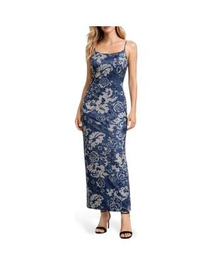 Sam Edelman Floral Scoop Neck Maxi Dress - Blue