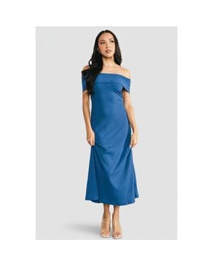 Baltic Born Kay Off Shoulder Midi Dress - Blue