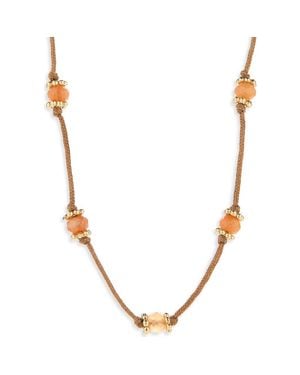 Madewell Long Beaded Silk Necklace - Metallic
