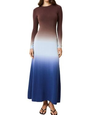 Solid & Striped The Dora Ombré Colorblock Long Sleeve Knit Maxi Dress - Blue