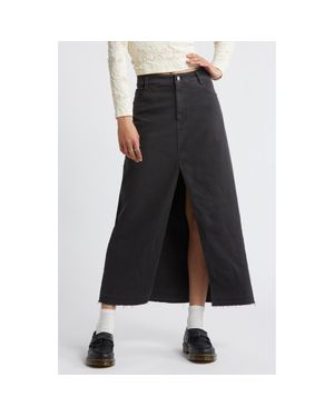 BP. Raw Hem Stretch Twill A-Line Skirt - Black