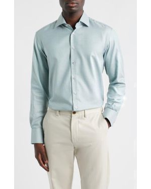 1863 by Eterna Modern Fit Micropattern Non-Iron Cotton Dobby Dress Shirt - Green