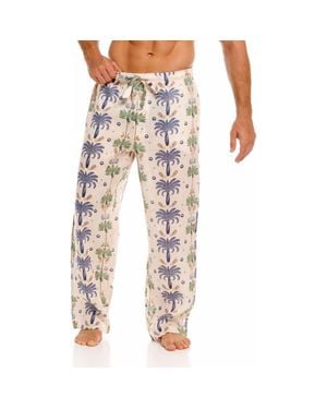 The Lazy Poet Ben Riviera Palms Ecru Linen Pajama Pants - White