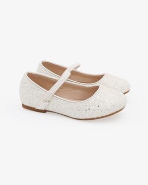 Kailee P Ridley-Rg Rock Glitter Mary Jane Ballet Flats - White