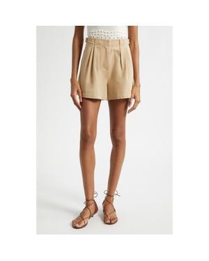 Ulla Johnson Kira Pleated Cotton Shorts - Natural